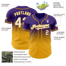 Загрузить изображение в средство просмотра галереи, Custom Purple White-Gold Authentic Fade Fashion Baseball Jersey
