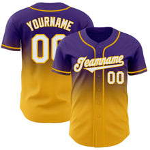 Загрузить изображение в средство просмотра галереи, Custom Purple White-Gold Authentic Fade Fashion Baseball Jersey