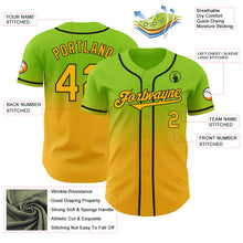 Charger l'image dans la galerie, Custom Neon Green Gold-Black Authentic Fade Fashion Baseball Jersey