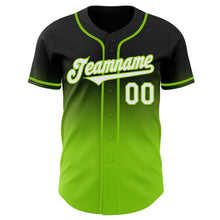 Charger l'image dans la galerie, Custom Black White-Neon Green Authentic Fade Fashion Baseball Jersey