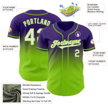 Laden Sie das Bild in den Galerie-Viewer, Custom Purple White-Neon Green Authentic Fade Fashion Baseball Jersey