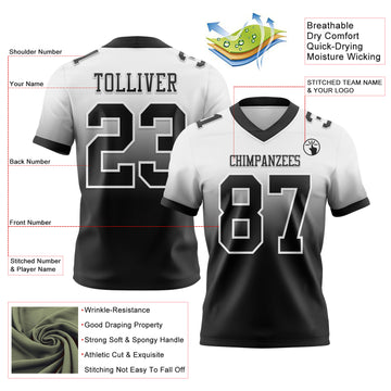 Custom White Black Authentic Fade Fashion Football Jersey