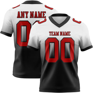 Custom White Red-Black Authentic Fade Fashion Football Jersey
