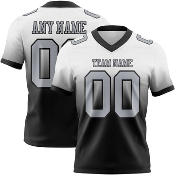 Custom White Gray-Black Authentic Fade Fashion Football Jersey