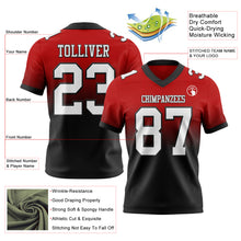 Load image into Gallery viewer, Custom Red White-Black Authentic Fade Fashion Football Jersey