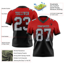 Load image into Gallery viewer, Custom Red Gray-Black Authentic Fade Fashion Football Jersey