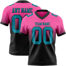 Загрузить изображение в средство просмотра галереи, Custom Pink Teal-Black Authentic Fade Fashion Football Jersey