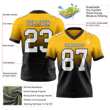 Load image into Gallery viewer, Custom Gold White-Black Authentic Fade Fashion Football Jersey