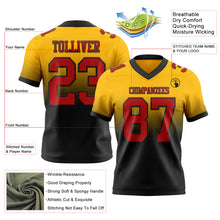 Load image into Gallery viewer, Custom Gold Red-Black Authentic Fade Fashion Football Jersey