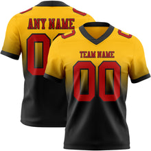 Load image into Gallery viewer, Custom Gold Red-Black Authentic Fade Fashion Football Jersey