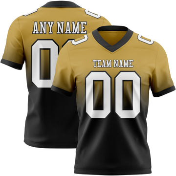 Custom Old Gold White-Black Authentic Fade Fashion Football Jersey