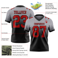 Load image into Gallery viewer, Custom Gray Red-Black Authentic Fade Fashion Football Jersey