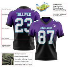 Загрузить изображение в средство просмотра галереи, Custom Purple White Black-Teal Authentic Fade Fashion Football Jersey
