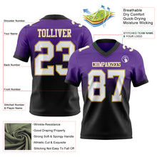 Laden Sie das Bild in den Galerie-Viewer, Custom Purple White Black-Old Gold Authentic Fade Fashion Football Jersey