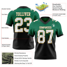 Загрузить изображение в средство просмотра галереи, Custom Kelly Green White Black-Old Gold Authentic Fade Fashion Football Jersey