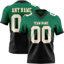 Загрузить изображение в средство просмотра галереи, Custom Kelly Green White Black-Old Gold Authentic Fade Fashion Football Jersey