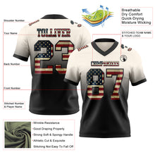 Load image into Gallery viewer, Custom Cream Vintage USA Flag-Black Authentic Fade Fashion Football Jersey