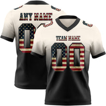 Load image into Gallery viewer, Custom Cream Vintage USA Flag-Black Authentic Fade Fashion Football Jersey