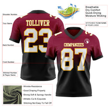 Load image into Gallery viewer, Custom Maroon White Black-Gold Authentic Fade Fashion Football Jersey