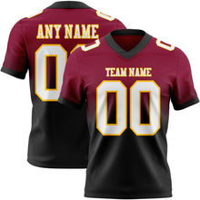 Load image into Gallery viewer, Custom Maroon White Black-Gold Authentic Fade Fashion Football Jersey