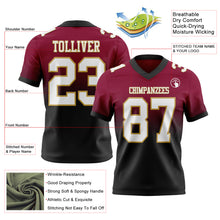 Load image into Gallery viewer, Custom Maroon White Black-Old Gold Authentic Fade Fashion Football Jersey