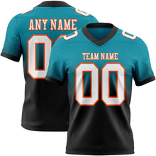 Load image into Gallery viewer, Custom Teal White Black-Orange Authentic Fade Fashion Football Jersey