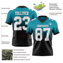 Load image into Gallery viewer, Custom Teal White Black-Gray Authentic Fade Fashion Football Jersey
