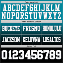 Load image into Gallery viewer, Custom Teal White Black-Gray Authentic Fade Fashion Football Jersey