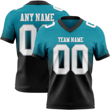Load image into Gallery viewer, Custom Teal White Black-Gray Authentic Fade Fashion Football Jersey