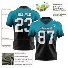 Load image into Gallery viewer, Custom Teal White-Black Authentic Fade Fashion Football Jersey