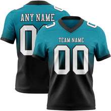 Load image into Gallery viewer, Custom Teal White-Black Authentic Fade Fashion Football Jersey