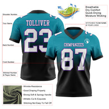 Load image into Gallery viewer, Custom Teal White Black-Purple Authentic Fade Fashion Football Jersey