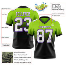 Laden Sie das Bild in den Galerie-Viewer, Custom Neon Green White Black-Purple Authentic Fade Fashion Football Jersey