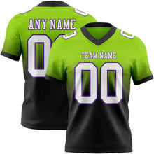 Laden Sie das Bild in den Galerie-Viewer, Custom Neon Green White Black-Purple Authentic Fade Fashion Football Jersey