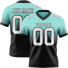 Load image into Gallery viewer, Custom Ice Blue White-Black Authentic Fade Fashion Football Jersey