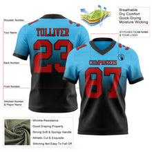 Load image into Gallery viewer, Custom Sky Blue Red-Black Authentic Fade Fashion Football Jersey