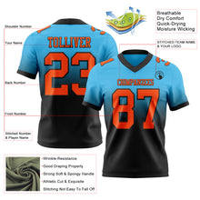 Load image into Gallery viewer, Custom Sky Blue Orange-Black Authentic Fade Fashion Football Jersey