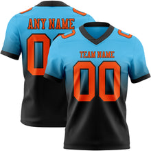Load image into Gallery viewer, Custom Sky Blue Orange-Black Authentic Fade Fashion Football Jersey