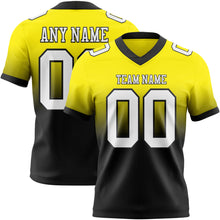 Load image into Gallery viewer, Custom Light Yellow White-Black Authentic Fade Fashion Football Jersey