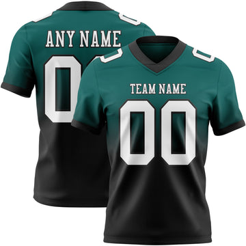 Custom Midnight Green White-Black Authentic Fade Fashion Football Jersey