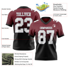 Load image into Gallery viewer, Custom Burgundy White Black-Gray Authentic Fade Fashion Football Jersey