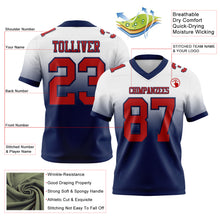 Load image into Gallery viewer, Custom White Red-Navy Authentic Fade Fashion Football Jersey