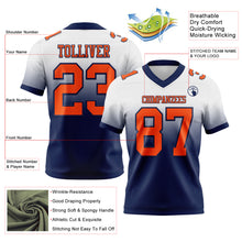 Load image into Gallery viewer, Custom White Orange-Navy Authentic Fade Fashion Football Jersey