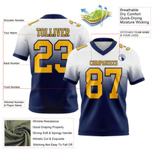 Load image into Gallery viewer, Custom White Gold-Navy Authentic Fade Fashion Football Jersey