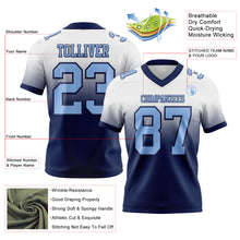 Load image into Gallery viewer, Custom White Light Blue-Navy Authentic Fade Fashion Football Jersey