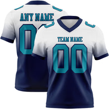 Загрузить изображение в средство просмотра галереи, Custom White Teal-Navy Authentic Fade Fashion Football Jersey
