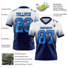 Load image into Gallery viewer, Custom White Powder Blue-Navy Authentic Fade Fashion Football Jersey