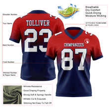 Load image into Gallery viewer, Custom Red White-Navy Authentic Fade Fashion Football Jersey