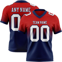 Load image into Gallery viewer, Custom Red White-Navy Authentic Fade Fashion Football Jersey