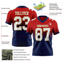 Load image into Gallery viewer, Custom Red White Navy-Old Gold Authentic Fade Fashion Football Jersey